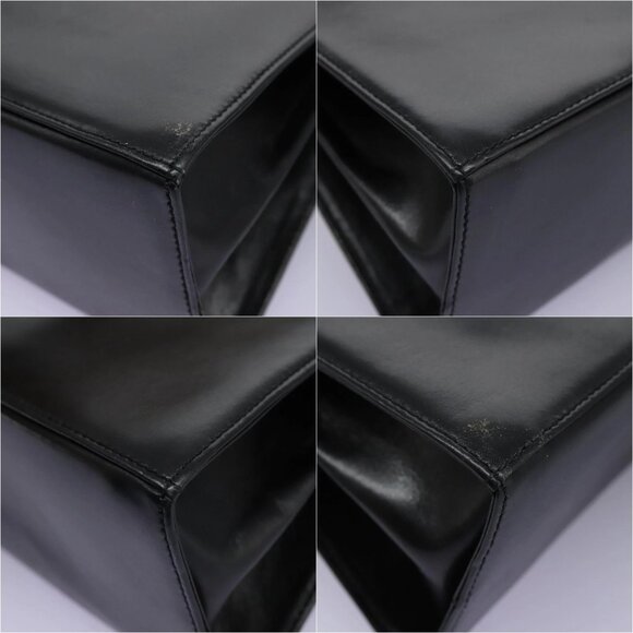 Salvatore Ferragamo Gancini Hand Bag Leather 2way Black Gold Auth MY114 - Picture 14 of 15